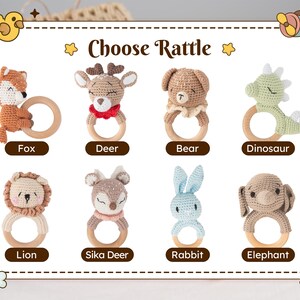 Babyparty-Geschenkbox mit gehäkelter Tierrassel-Schnullerkette, neue Baby-Geschenkbox, Neugeborenen-Geschenkbox, Babyrassel-Set, Willkommensbox-Baby Bild 5