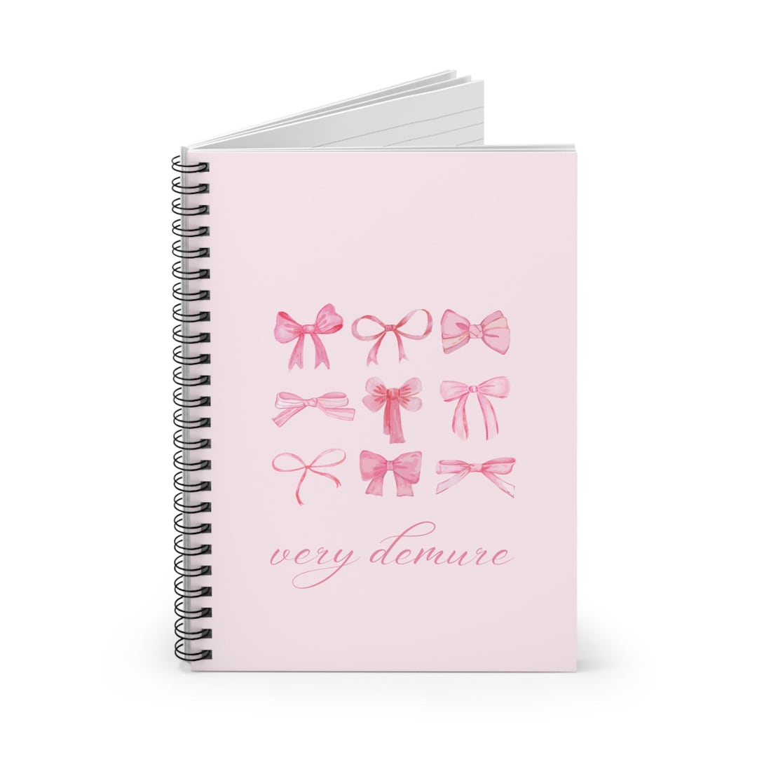 Pink Bow Spiral Notebook 6" X 8" Pastel Journal With Aesthetic Ribbon ...