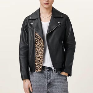 Handmade Black Leather Biker Jacket: Slim Fit Cow Leather