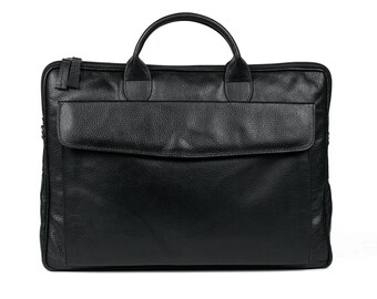 Black Leather Laptop Bag: MacBook Pro/Air Briefcase