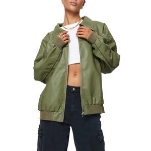 Handcrafted Women&#39;s Leather Jacket Vintage Soft Real Leather Stylish Oversize Leather Bomber Jacket Hand Made Leather Jacket For Girls