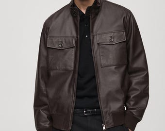 Men's Genuine Leather Biker Jacket | Handmade Genuine Leather Coat | Gift for Him