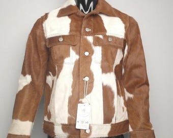 Cowhide Hair-On Motorcycle Jacket: Handcrafted Leather Biker Coat