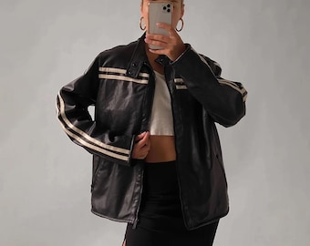 Leather Jacket Handmade Oversized Bomber Lambskin Soft Real Leather Jacket | Women Casual Wear Oversize Women Leather Jacket