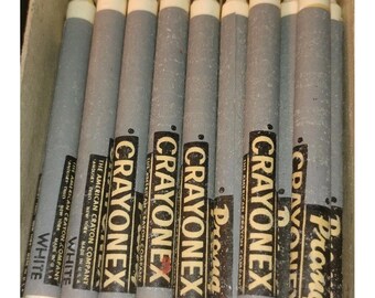 Pastelli a cera Vtg White Prang Crayonex, scatola da 26 rimasti su 36, per lo più NUOVI Molto rari