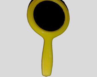 Specchio vintage a mano per bambola Barbie, giallo, Hong Kong, molto raro, difficile da trovare