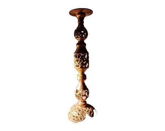 Portacandele vintage in ottone da 14" con splendido design ornato, pesante, natalizio