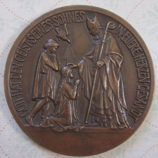 Large Antique Religious Confirmation Medal