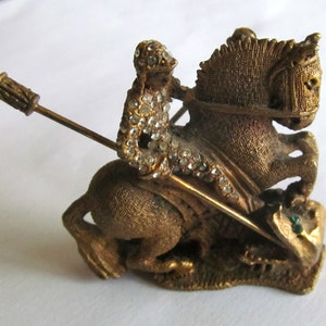 Saint George And The Dragon Brooch By DeNicola Dragon Slayer Vintage Pin Jewelry