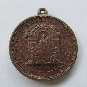 Angels Crowning Our Lady Of Fourviere Antique Religious Medal Virgin Pendant Signed Penin SS430