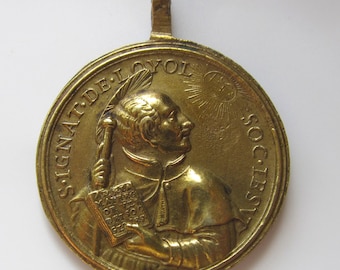 Antique Saint Francis Xavier Apostle Of India Japan Religious Medal Saint Ignatius Of Loyola Circa 1700 Jesuit Pendant SS-147