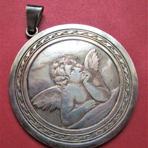 Antique Religious Medal French Angel Of Saint shops Sixte By Raphael Signed B. Wicker