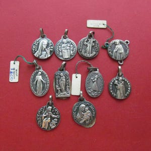 Vintage French Fernand Py Old Stock Petite Religious Medals 10 Piece Lot  SS373