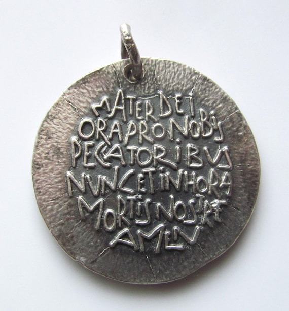Virgin Mary Jesus Vintage Religious Medal Modernist F… - Gem