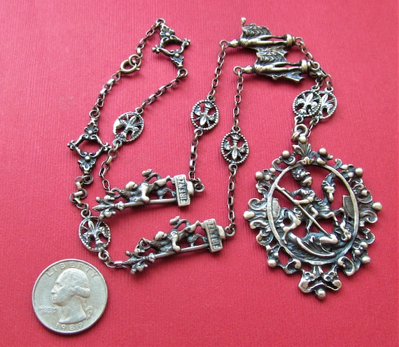 Saint George and the Dragon Italian Antique Religious Necklace