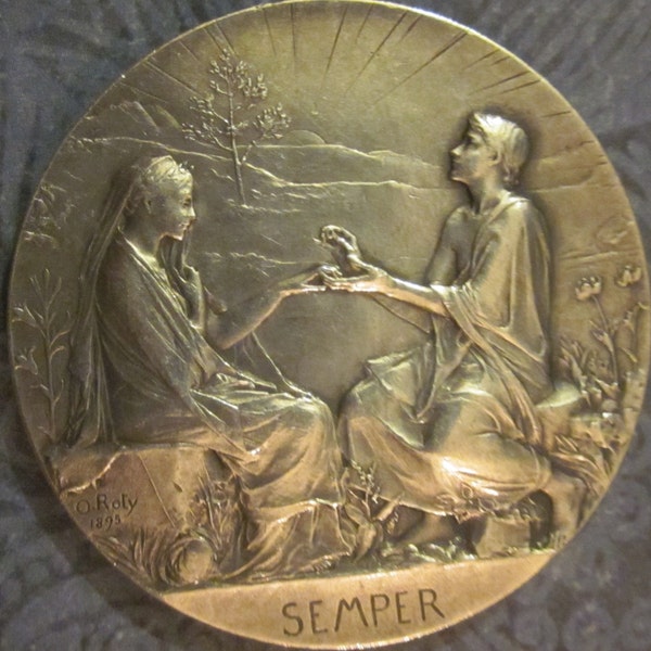 RESERVED for JANMEYRICK until 5/24                  Always 1895 Sterling Silver Marriage Medal by Roty SS-440
