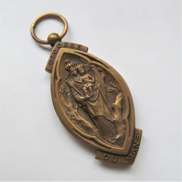 Virgin Mary Madonna Of The Oak Antique Religious Medal Saint Julian Saint French Catholic Pendant   SS37