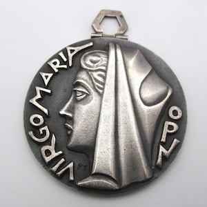 Vintage French Virgin Mary Fernand Py Religious Medal French Catholic Pendant