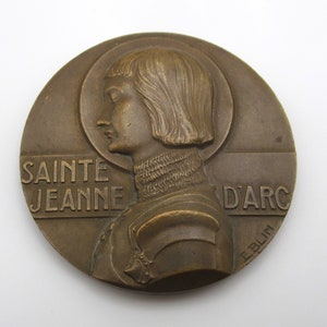 Joan Of Arc Religiou Medal French Antique Art Deco by E Blin
