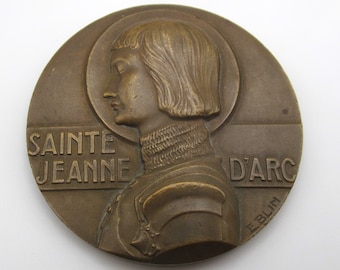 Joan Of Arc Religiou Medal French Antique Art Deco by E Blin