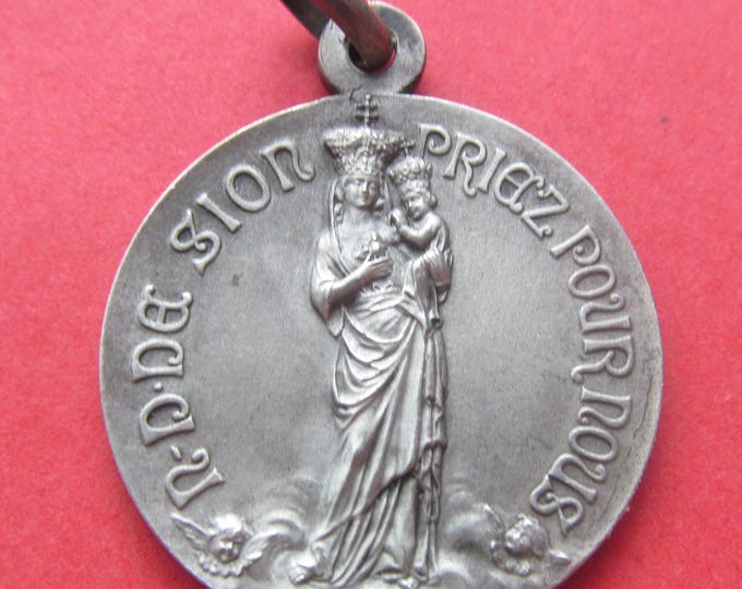 Virgin Mary Our Lady of Sion Antique French Silver Religious Medal ...