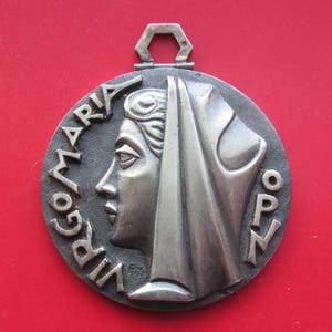 Vintage French Virgin Mary Fernand Py Religious Medal French Catholic Pendant