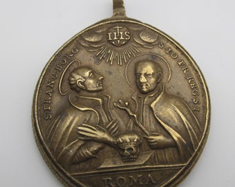 Saint Francis Xavier Antique Religious Medal Saints John Regis And  Francis Borgia Circa 1700 s Jesuit Pendant   SS65