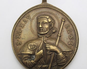 Saint Francis Xavier Antique Religious Medal Saints John Regis And  Francis Borgia Circa 1700 s Jesuit Pendant   SS65