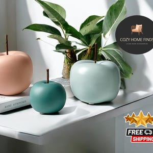 Apple Figurine Statue | Modern Fruit Design Ornament | European Style Home Decor | Interior Kitchen Accent | Elegant Table Display