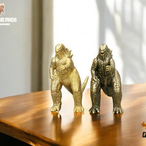 Vintage Style Godzilla Beast Figurine | Cute Dinosaur Statue | Unique Home Decor | Solid Brass Collectible Sculpture