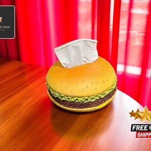 Hamburger Taschentücherbox | Retro Serviettenhalter | Lustiges Dekor im amerikanischen Stil | Kreative Schublade Ornament | Witziger Wohnzimmer Akzent