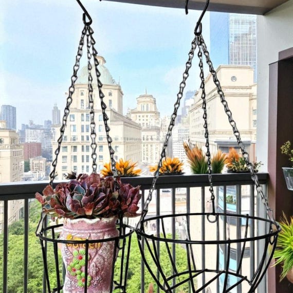 Wrought Iron Hanging Plant Basket  Outdoor Garden Decor - Etsy Israel