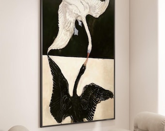 Hilma af Klint Swans Canvas Print: Monochrome Vintage Wall Art