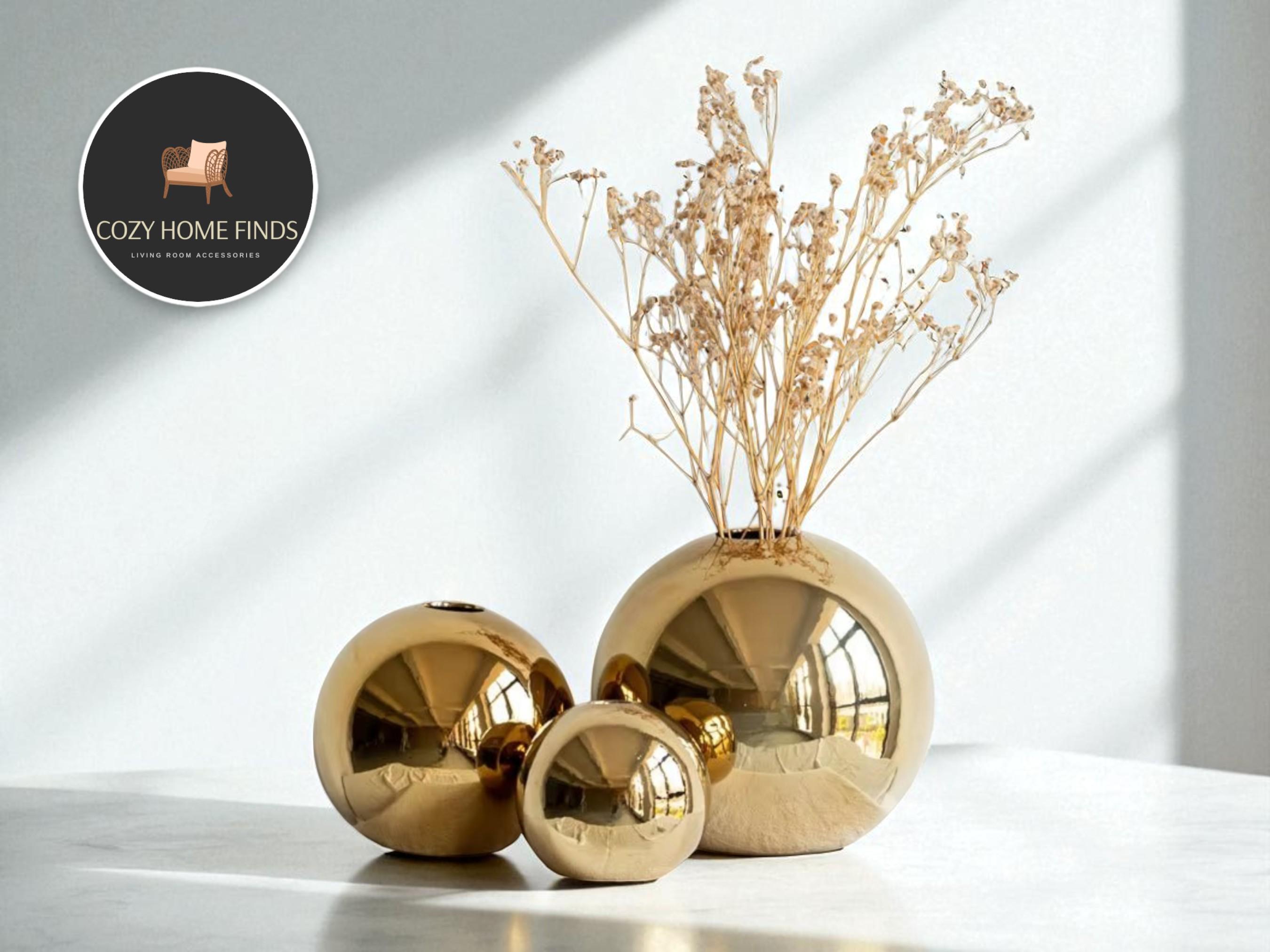 Golden Ceramic Ball Vase