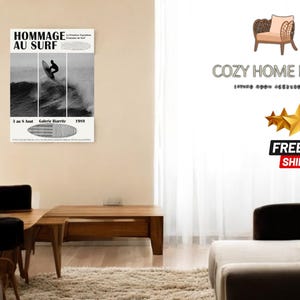 Ride the Waves Poster | Biarritz Surfing Exhibition Art-Work | Vintage Coastal Wall Decoration | Beach House Surfing Print