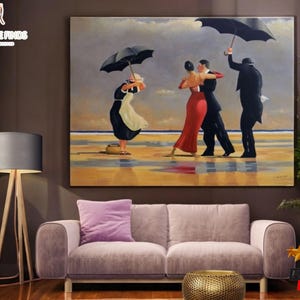 Tango-Tänzer Paar Wandkunst | Tanzen unter dem Regen Poster | Leinwand Liebhaber Gemälde | Museum Ausstellung Kunstwerk | Elegantes Wohnkultur