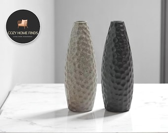 Textured Ceramic Vase | Irregular Table Decor Accent | Dried Flower Holder Ornament | Modern Craft Display | Home Gift Idea
