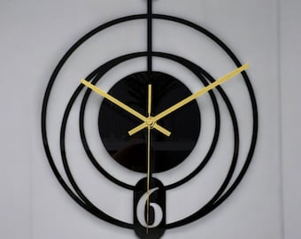 Orologio da parete moderno a spirale in metallo: arte geometrica nera, design silenzioso