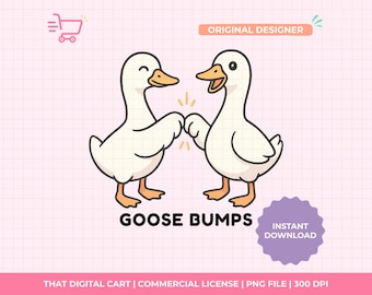 Goose Bumps PNG – Funny Kawaii Goose Clipart, Animal Friendship Art for Stickers, Sublimation, Best Friend Gift, Digital Download