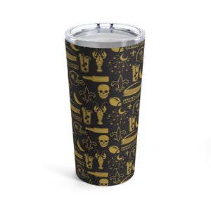 Gobelet 20 oz Saints Who - Cadeau pour fan de football Louisiana noir et or NOLA, verres New Orleans, tasse Game Day, tasse de sport, esprit d&#39;équipe