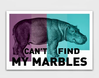Can’t Find My Marbles Hippo Vinyl sticker - FREE shipping in Canada