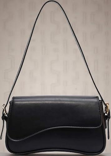 Women's Leather Shoulder Bag – Trendy Hobo Crossbody, Y2K Saddle Flap Clutch, Removable Straps, Magnetic Button Closure