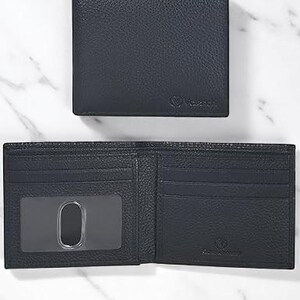 Cartera plegable LEVOGUE de piel auténtica con bloqueo RFID para hombre: fina y elegante, 4 ranuras para tarjetas y 2 compartimentos para billetes, el regalo perfecto.