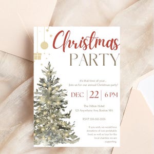 Invitation à une fête de Noël. Modèle personnalisable pour les fêtes de fin d'année !
