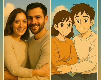 Custom Ghibli Style Couple Portrait – Turn Your Photo into Studio-Inspired Anime Art