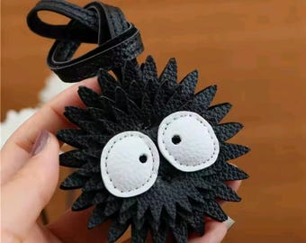 PU Leather Soot Sprite Bag Charm | "Ugly Cute" Black Coal Ball Keychain | Anime Inspired Mini Coin Purse | Dust Bunny Keyring