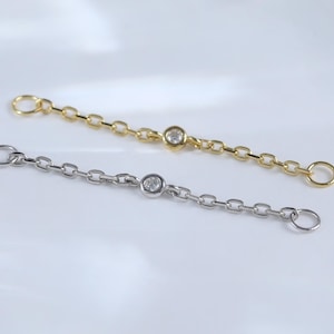 Sterling Silver Moissanite Cartilage Wrap Chain • 14K Gold Helix Industrial Bar Chain • Bezel Setting Diamond Conch Nose Piercing Chain
