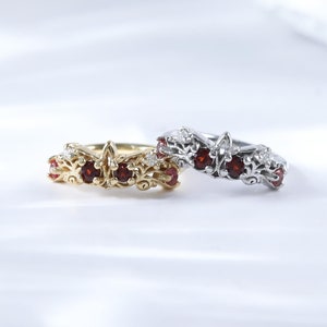 Sterling Silver Crown Shaped Rook Clicker • 925 Silver Garnet Conch Seamless Clicker • 14K Orange Sapphire Daith Ring • 16G Helix Hoop Ring