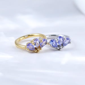 Gold Plated Tanzanite Petals Rook Clicker • Sterling Silver Gemstone Conch Seamless Clicker • 14K Floral Daith Helix Cartilage Ring 16G