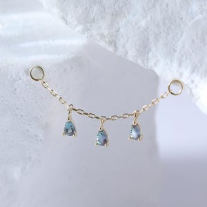 Dangle Triple Pear Alexandrit Conch Wrap Kette • Massive 14K Gold Edelstein Helix Knorpel Kette • Industrielle Turm Kette Bauch Kette